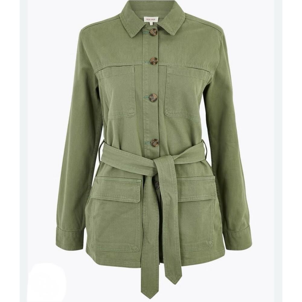 Per Una Military Jackets khaki green buttoned belted size 6 US DR